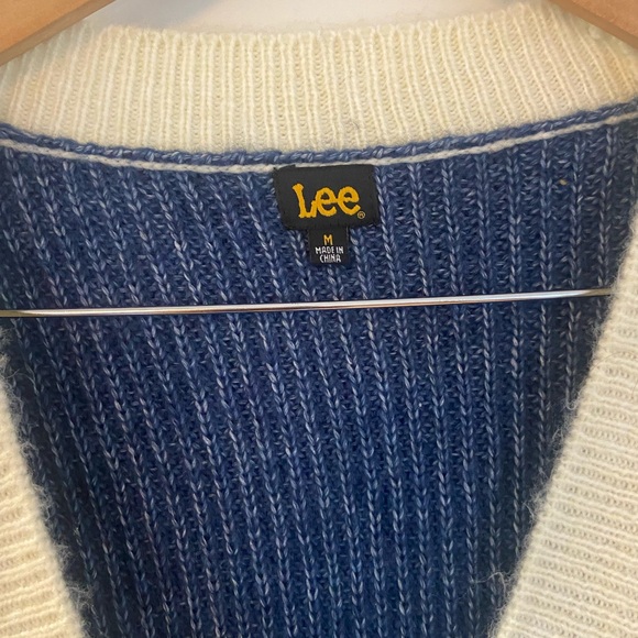 Stripe Cardigan Sweater Long Sleeve Navy/Cream Medium RARE - Picture 4 of 8